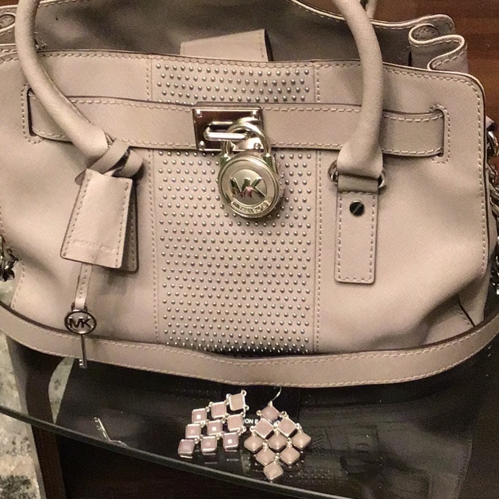 Michael Kors Gray Satchel with Perforated Leather